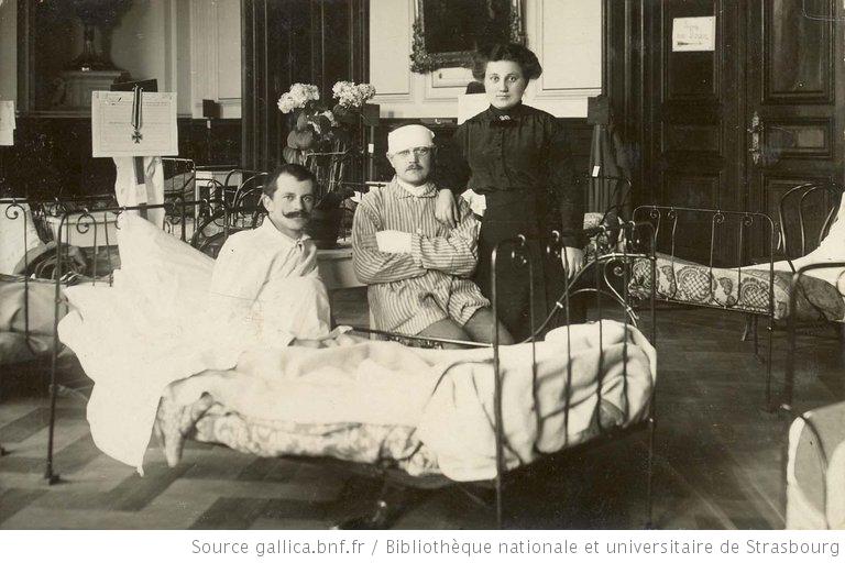 Wounded soldiers in an hospital near Strasbourg